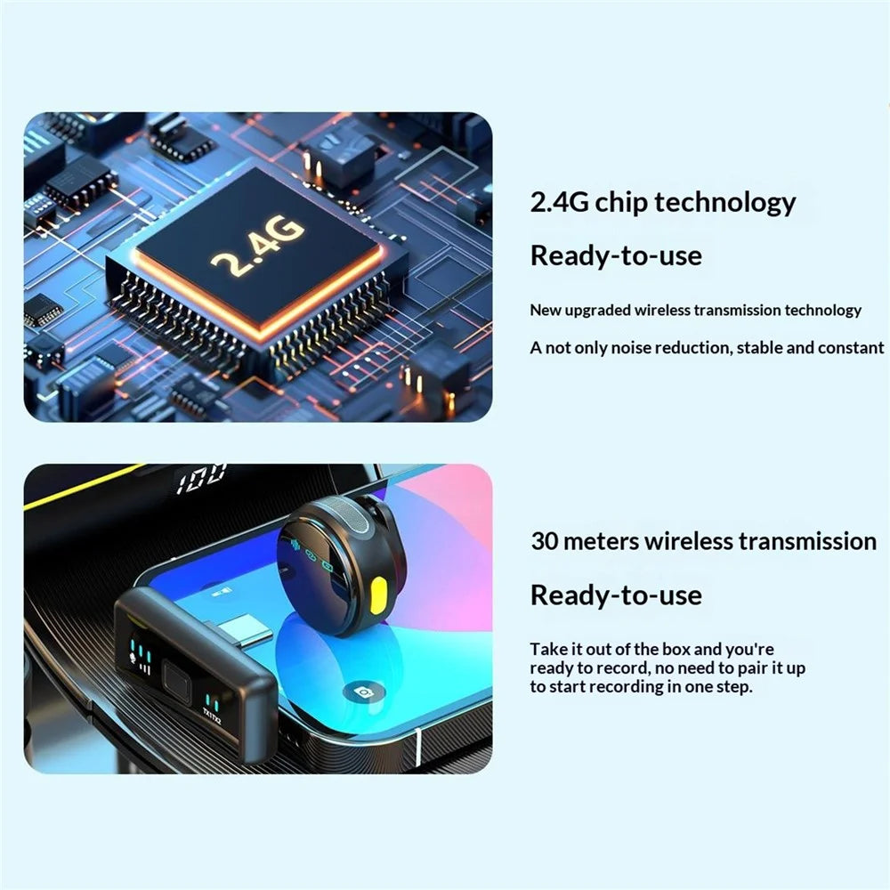 Q18 Wireless Lavalier Microphone Noise Cancelling Mic for Live Streaming Recording, 2 Transmitters + 1 Receiver - 5