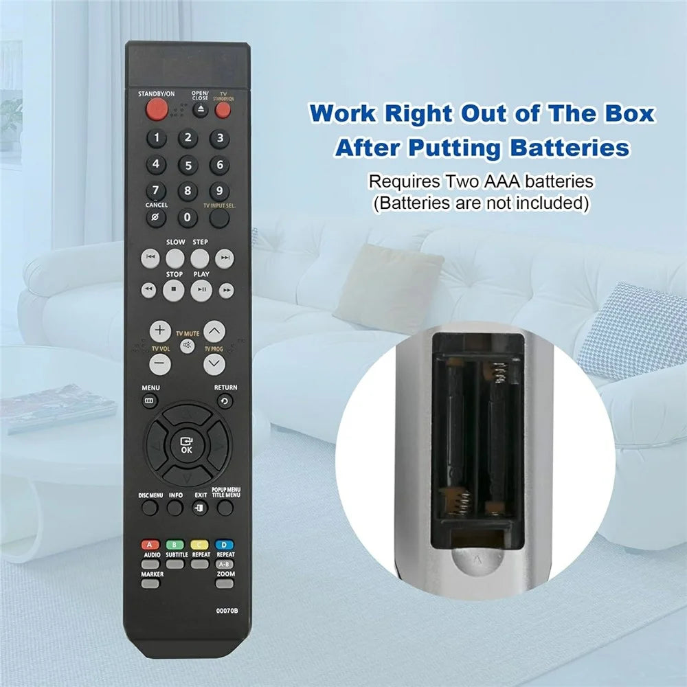00070B Infrared Remote Control for Samsung DVD Player Ergonomic IR Wireless Replacement Controller - 3