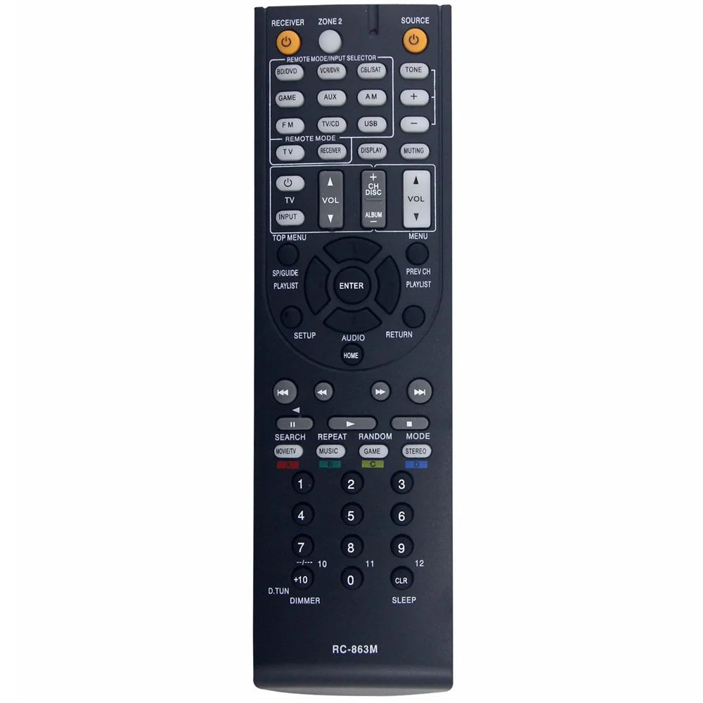 RC-863M Infrared Remote Control for Onkyo AV Receiver Ergonomic IR Wireless Replacement Controller - 1