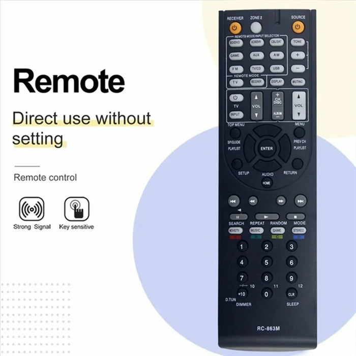 RC-863M Infrared Remote Control for Onkyo AV Receiver Ergonomic IR Wireless Replacement Controller - 2