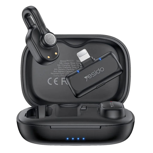 YESIDO KR24 iP Plug Hidden Wireless Lavalier Microphone AI Noise Cancelling Lapel Mic, 2 Mic + 1 Receiver - Black - 1