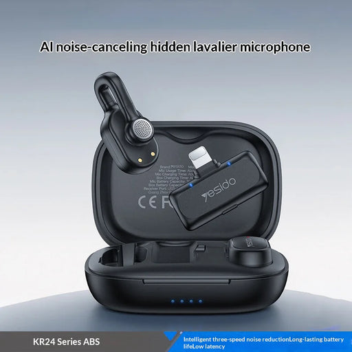 YESIDO KR24 iP Plug Hidden Wireless Lavalier Microphone AI Noise Cancelling Lapel Mic, 2 Mic + 1 Receiver - Black - 2