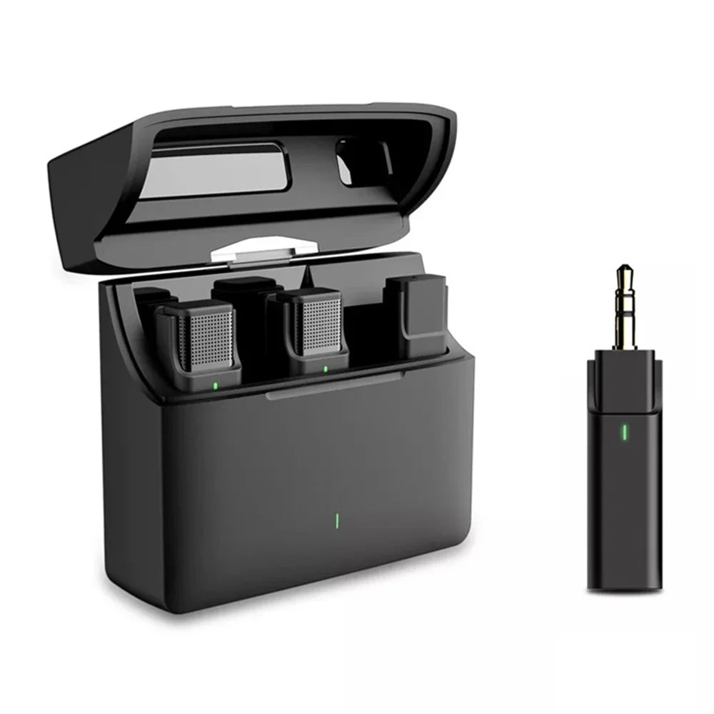 033A2 2 Microphones + 1 Receiver for Interview Live Broadcast Wireless Lavalier Mic System, 3.5mm Interface - 1