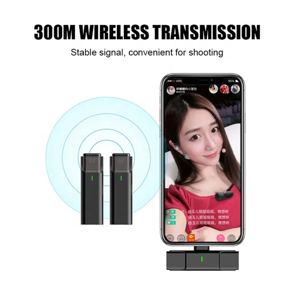 033A2 2 Microphones + 1 Receiver for Interview Live Broadcast Wireless Lavalier Mic System, 3.5mm Interface - 4