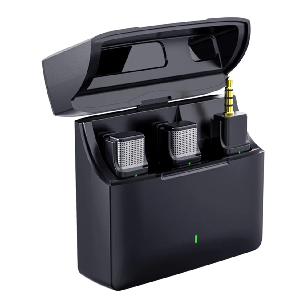 033A2 2 Microphones + 1 Receiver for Interview Live Broadcast Wireless Lavalier Mic System, 3.5mm Interface - 6