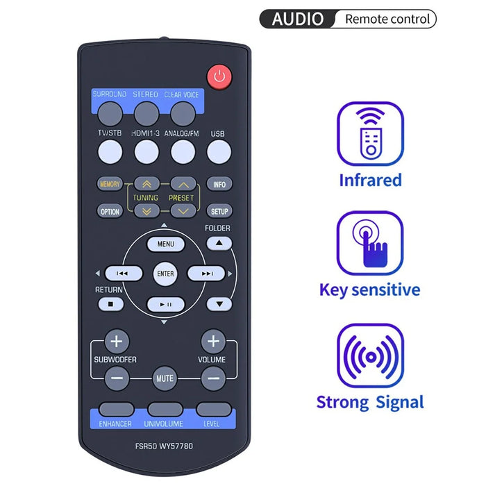 FSR50 WY57780 For Yamaha Soundbar Ergonomic Remote Control 8m Range Infrared Wireless Controller - 4