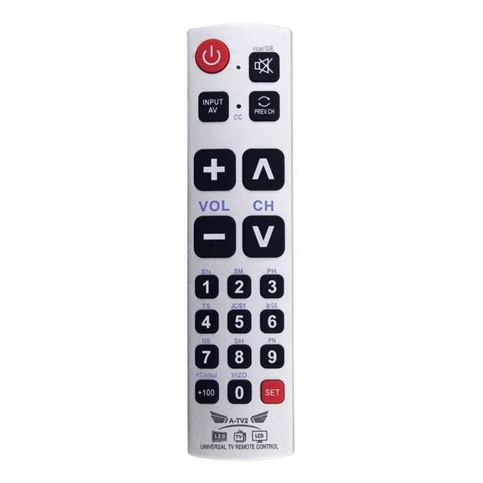 A-TV2 Universal Remote Control for Philips / Panasonic / Samsung / LG / Sharp TV Large Button Infrared Controller - 1