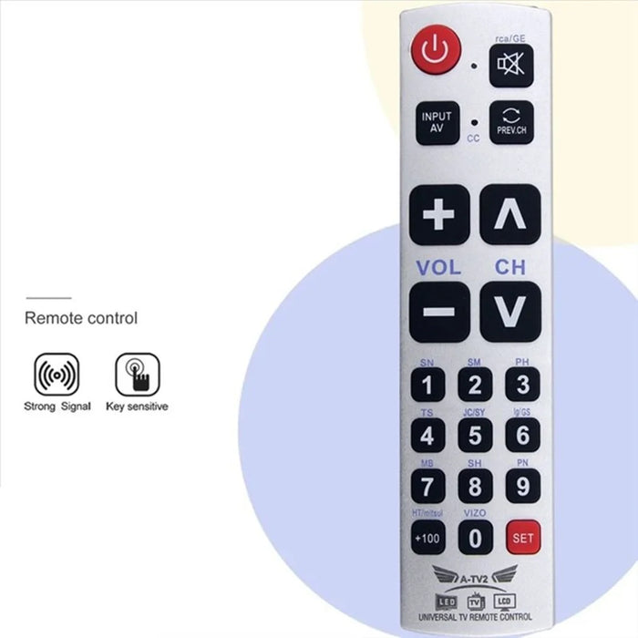 A-TV2 Universal Remote Control for Philips / Panasonic / Samsung / LG / Sharp TV Large Button Infrared Controller - 2