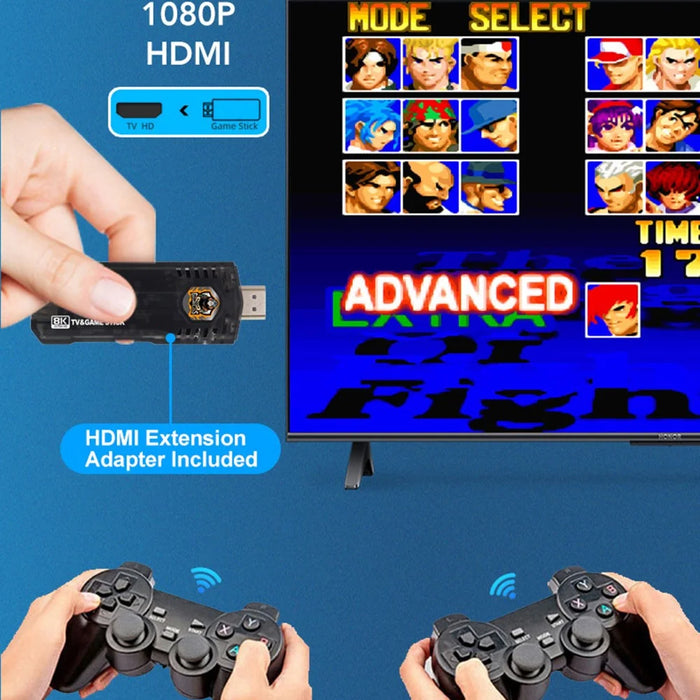 X8 64GB Dual System TV Game Stick Retro Gaming Console with 8K Output and 2.4G Wireless Controllers - Black - 4