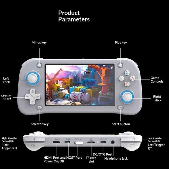 XF43 64GB Open-Source Handheld Game Console 4.3 inch HD Screen TV Output 20+ Emulators Retro Game Machine - White - 2