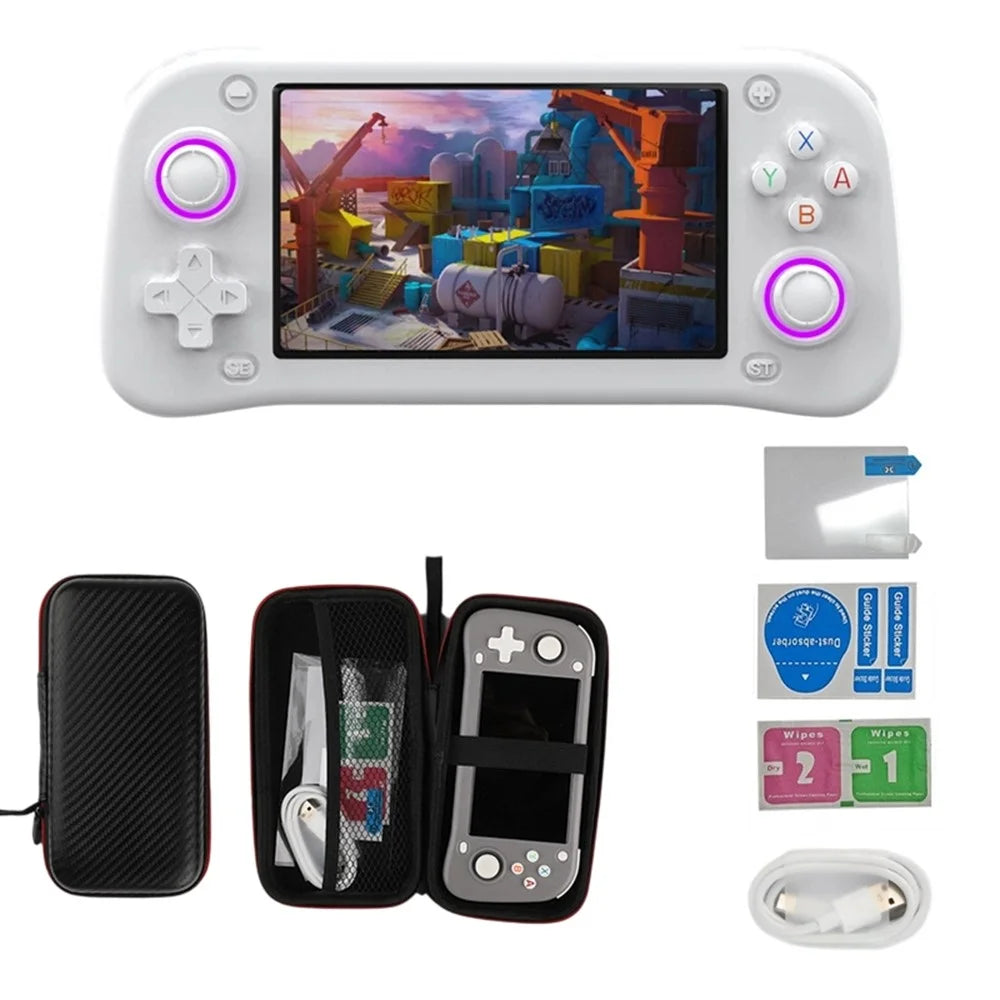 XF43 128GB Open-Source Handheld Game Console 4.3 inch HD Screen TV Output 20+ Emulators Retro Game Machine - White - 1