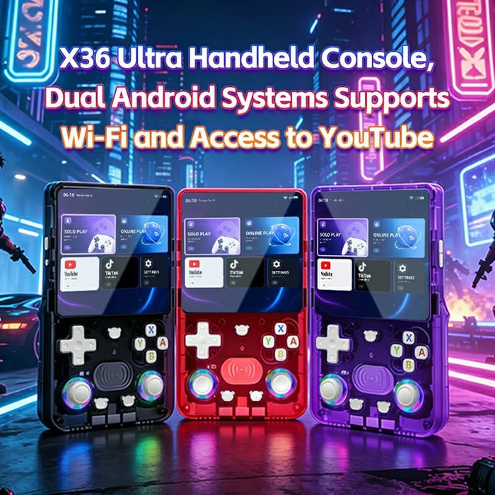 X3 Ultra Handheld Game Console 4.2 Inch IPS Screen Retro Classic Gamepad, 1+8GB - Transparent Purple - 6