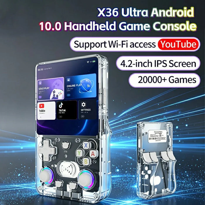 X3 Ultra Handheld Game Console 4.2 Inch IPS Screen Retro Classic Gamepad, 1+8GB - Transparent Purple - 7