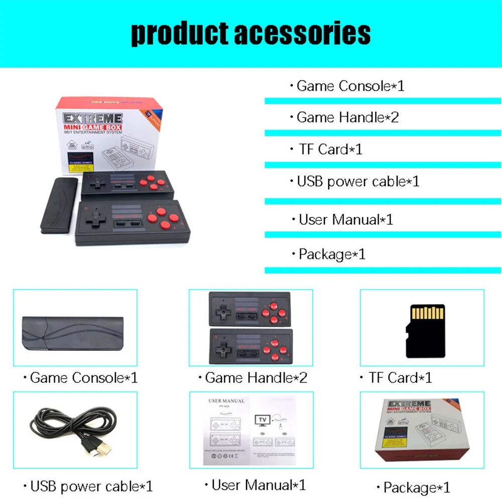 Y-3U Extreme Mini Classic Game Box 8-Bit Entertainment System 2.4G Wireless 4K Ultra HD TV Game Console Support TF Card (Built-in 628 Games) - 6