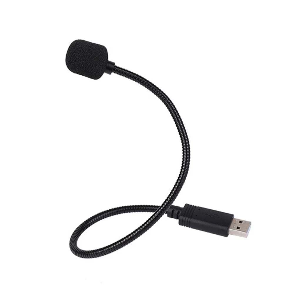 HY-302 Mini USB Microphone for Laptop and Desktop Computer PC Condenser Mic with Gooseneck - Black - 1