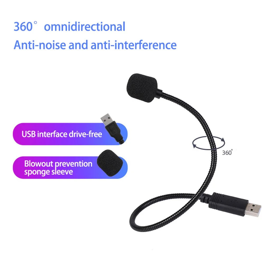 HY-302 Mini USB Microphone for Laptop and Desktop Computer PC Condenser Mic with Gooseneck - Black - 2