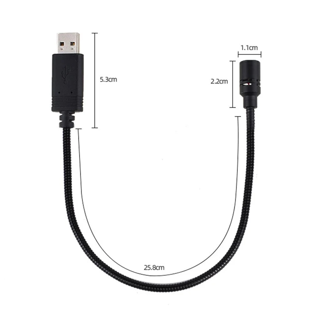 HY-302 Mini USB Microphone for Laptop and Desktop Computer PC Condenser Mic with Gooseneck - Black - 4