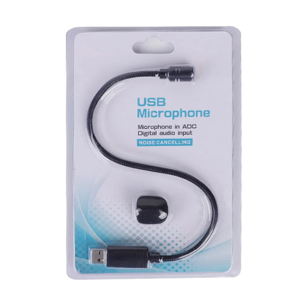 HY-302 Mini USB Microphone for Laptop and Desktop Computer PC Condenser Mic with Gooseneck - Black - 5