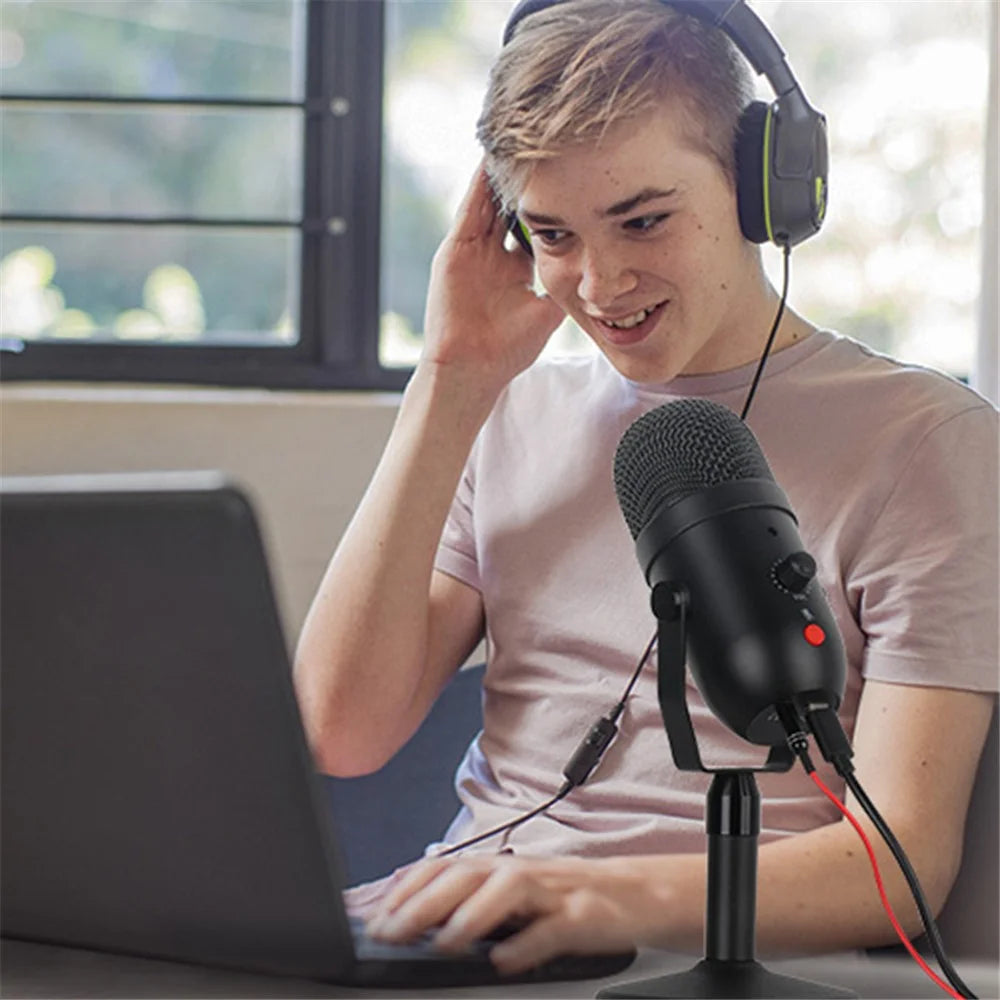 USB Condenser Microphone Cardiod Pickup Studio Recording Mic for PC Computer Streaming with Volume Control / One Key Mute - 2
