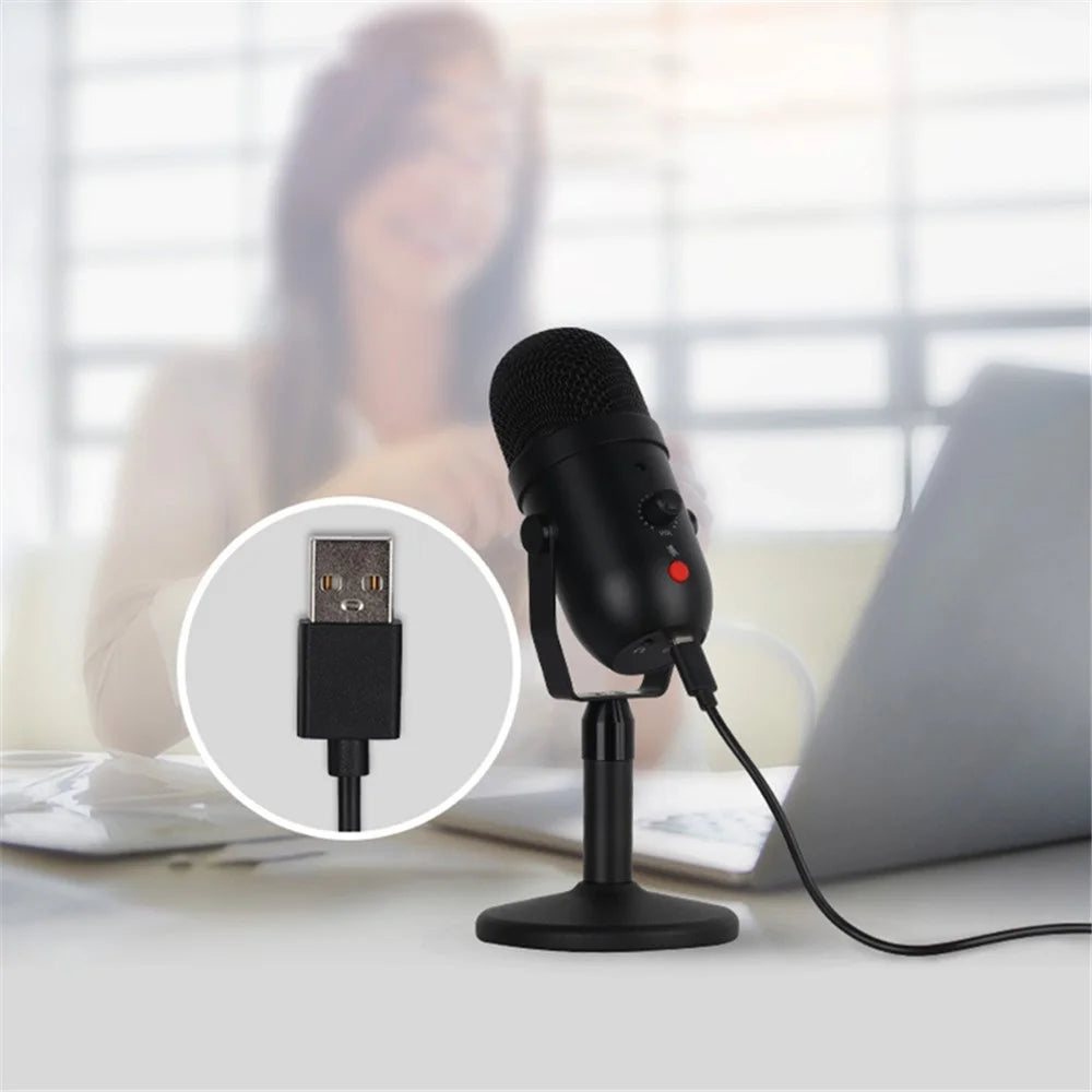 USB Condenser Microphone Cardiod Pickup Studio Recording Mic for PC Computer Streaming with Volume Control / One Key Mute - 4