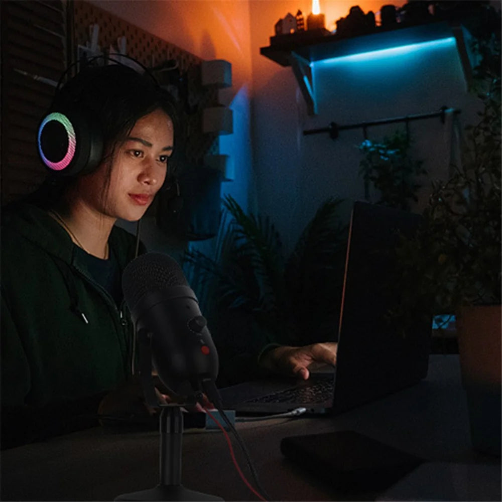 USB Condenser Microphone Cardiod Pickup Studio Recording Mic for PC Computer Streaming with Volume Control / One Key Mute - 5