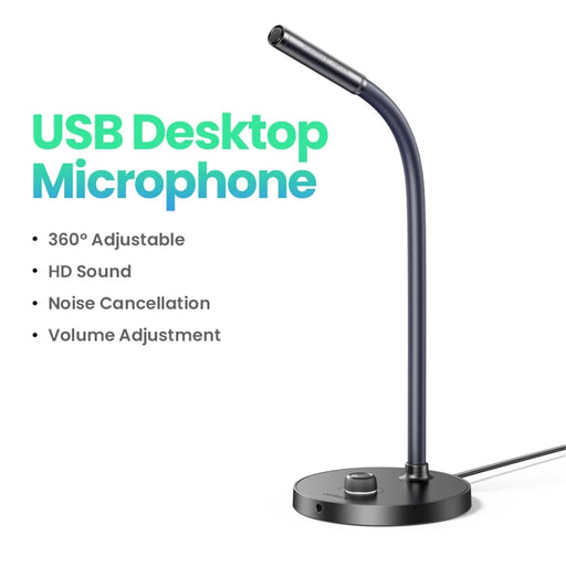 UGREEN Desktop PC USB Microphone Gooseneck Mic for YouTube Streaming, Gaming Audio Microphone - 2