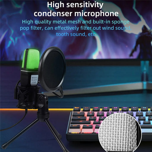 YANMAI SF-666R USB Microphone RGB Condenser Mic for Podcast Recording Studio Streaming Laptop Desktop PC - 2