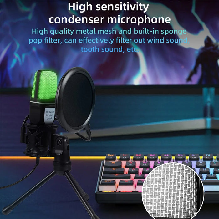 YANMAI SF-666R USB Microphone RGB Condenser Mic for Podcast Recording Studio Streaming Laptop Desktop PC - 2