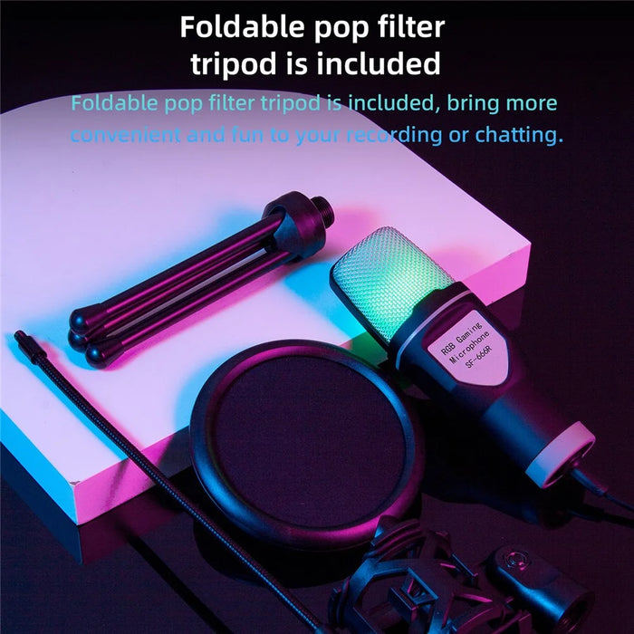 YANMAI SF-666R USB Microphone RGB Condenser Mic for Podcast Recording Studio Streaming Laptop Desktop PC - 3