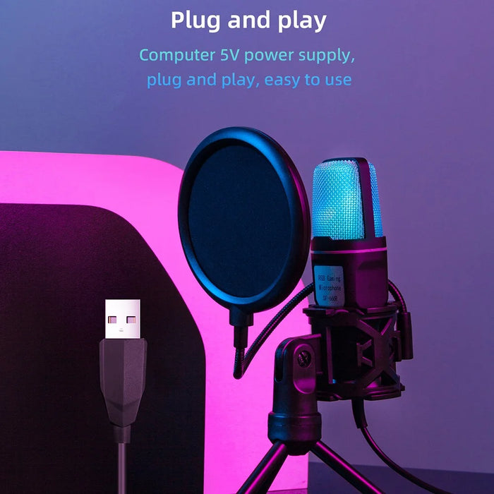 YANMAI SF-666R USB Microphone RGB Condenser Mic for Podcast Recording Studio Streaming Laptop Desktop PC - 5