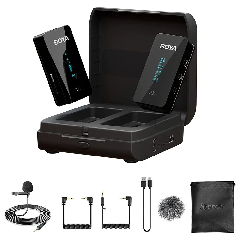 BOYA BY-XM6-K1 Mini Wireless Lavalier Microphone Video Recording Lapel Clip Mic with Charging Case - 1
