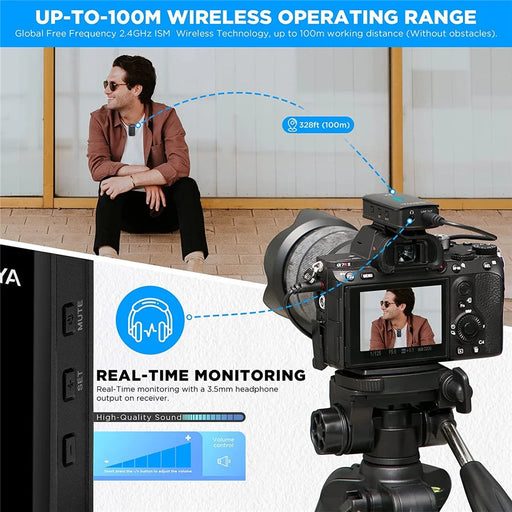 BOYA BY-XM6-K1 Mini Wireless Lavalier Microphone Video Recording Lapel Clip Mic with Charging Case - 2
