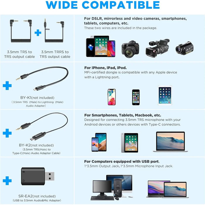 BOYA BY-XM6-K1 Mini Wireless Lavalier Microphone Video Recording Lapel Clip Mic with Charging Case - 7