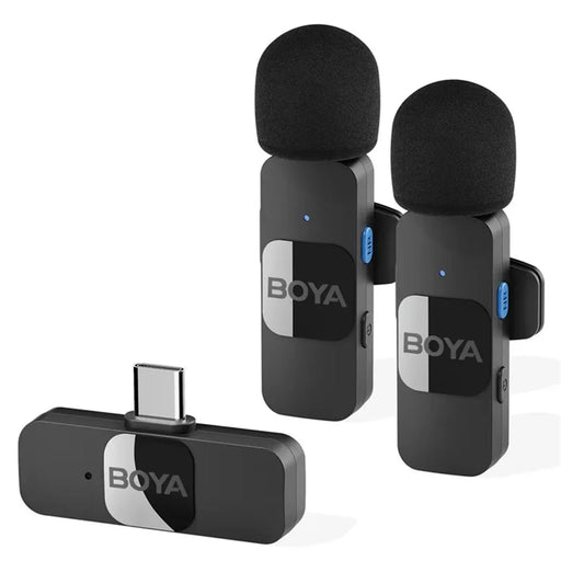 BOYA BY-V20 2.4Ghz Wireless Lavalier Microphones USB-C Mini Video Recording Mic with 2 Transmitters + 1 Receiver - 1