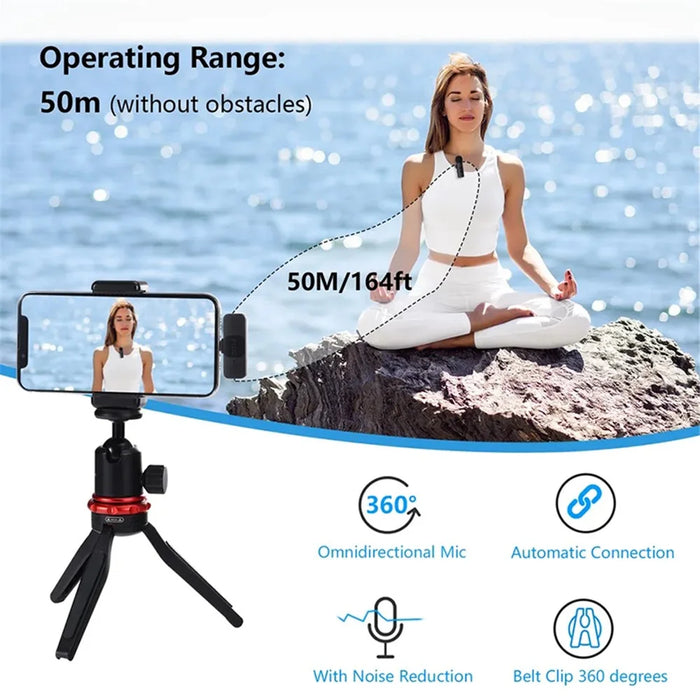 BOYA BY-V20 2.4Ghz Wireless Lavalier Microphones USB-C Mini Video Recording Mic with 2 Transmitters + 1 Receiver - 3