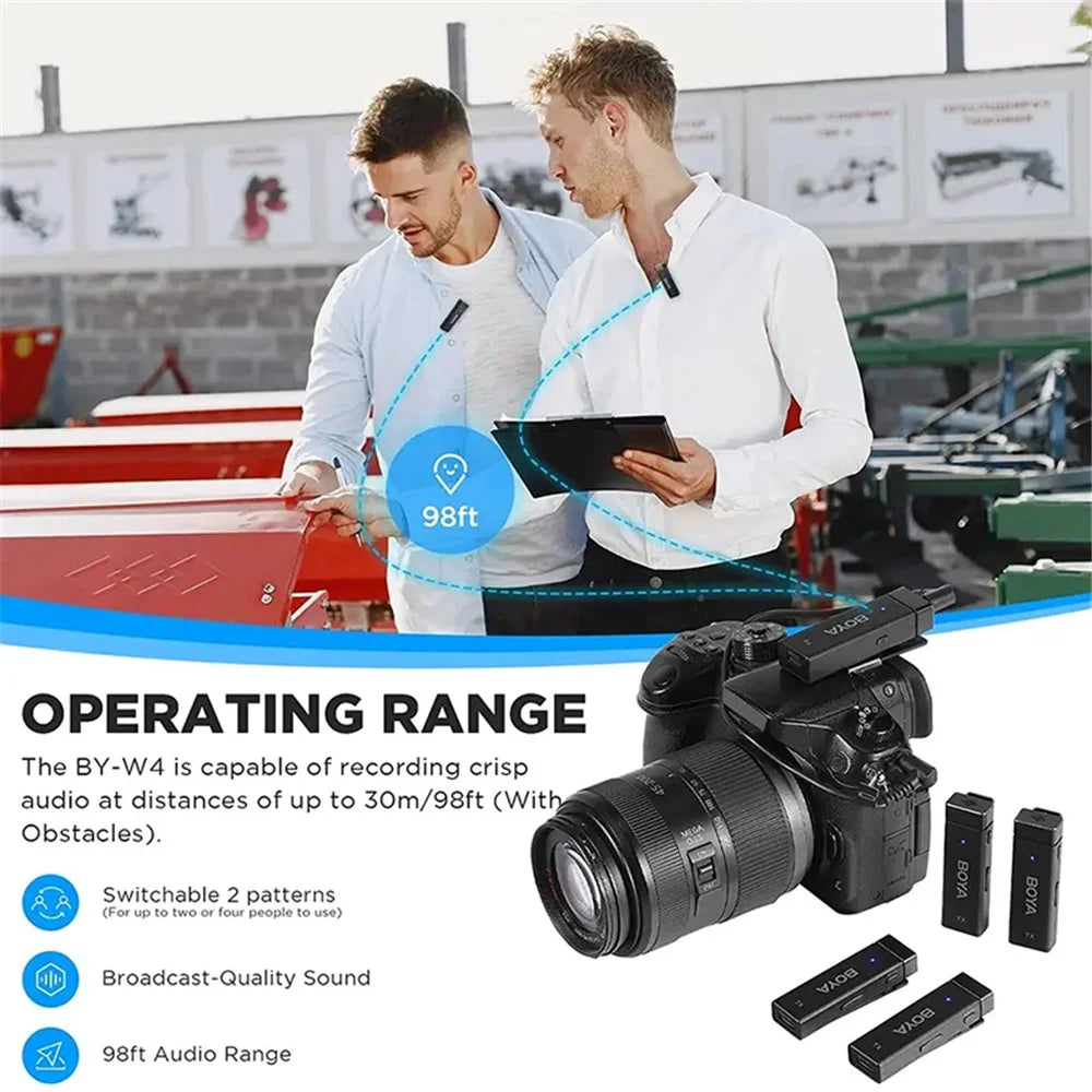 BOYA BY-W4 4-Channel Wireless Lavalier Microphone 2.4G Mini Recording Mic with 1 Receiver for DSLR Camera Laptop Smartphones Interview - 3