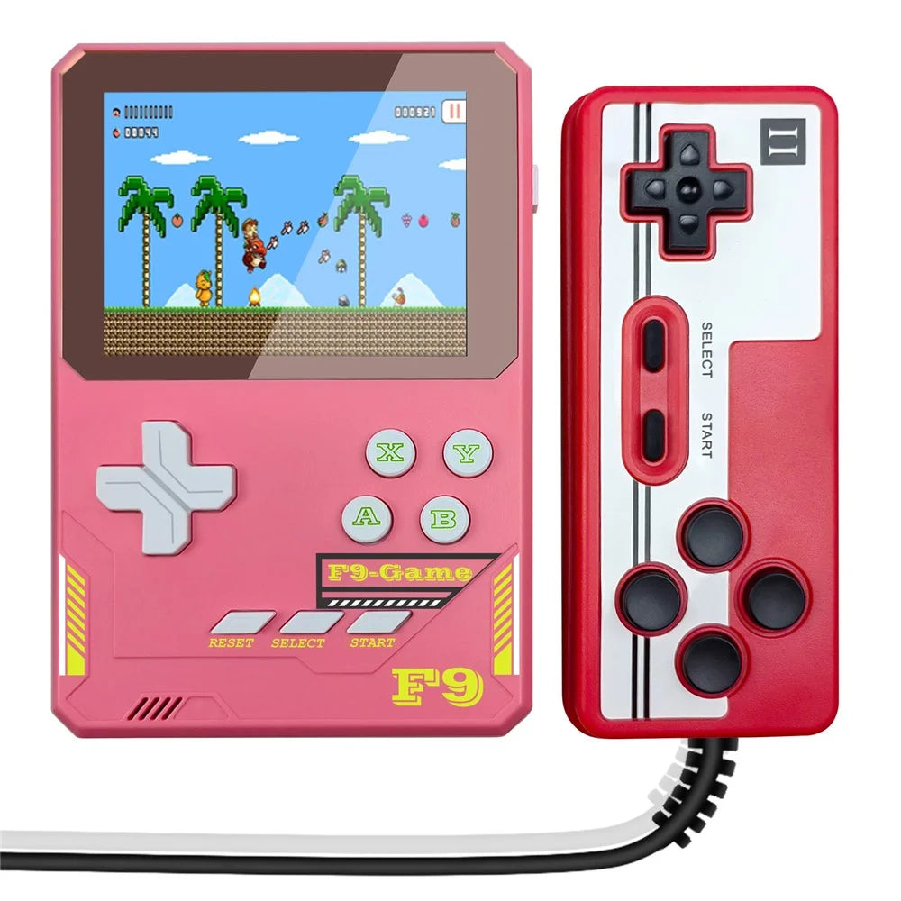 F9 Kids Handheld Game Console 3.5-Inch LCD Screen Retro Handheld Video Game Gift Supports Two Players - Deep Pink - 1