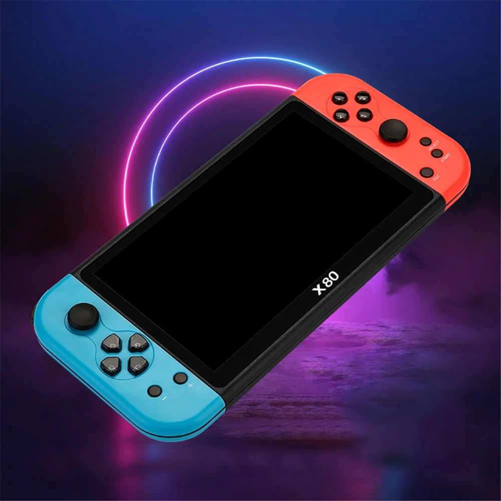 X80 7.0 inch HD Screen Handheld Game Console 20000 Games Video Game Console - Blue Red - 2