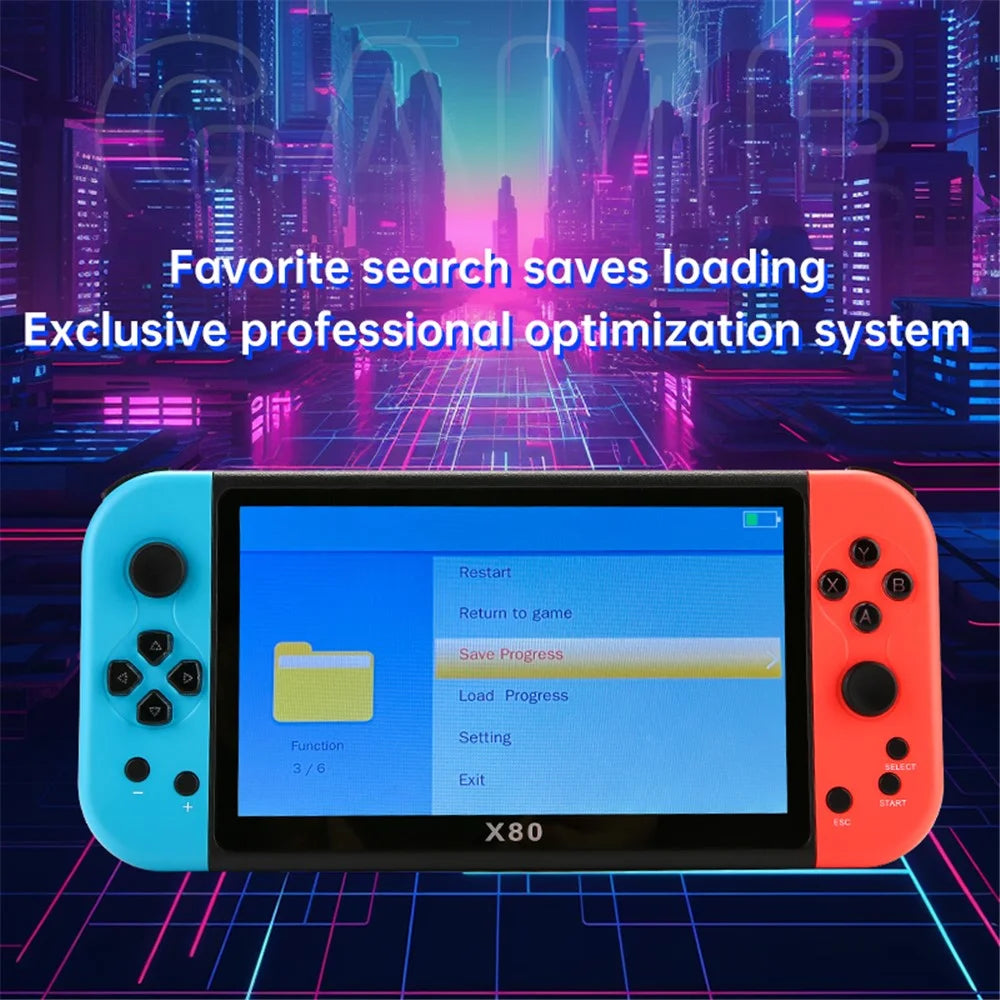 X80 7.0 inch HD Screen Handheld Game Console 20000 Games Video Game Console - Blue Red - 4