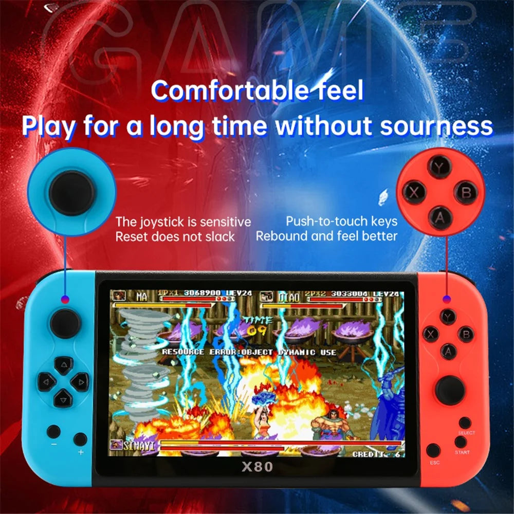 X80 7.0 inch HD Screen Handheld Game Console 20000 Games Video Game Console - Blue Red - 5