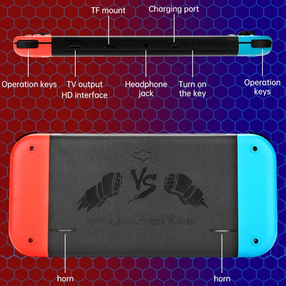 X80 7.0 inch HD Screen Handheld Game Console 20000 Games Video Game Console - Blue Red - 7