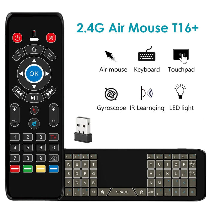 T16+ 2.4G Wireless Smart TV Remote Control Air Mouse Keyboard Supports IR Learning - 2