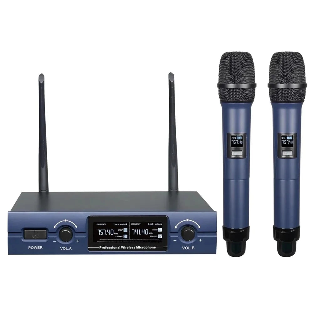 SV-322 VHF Wireless Microphone System Dual Handheld Dynamic Transmitter Mics Set for Karaoke, DJ Party - EU Plug - 1