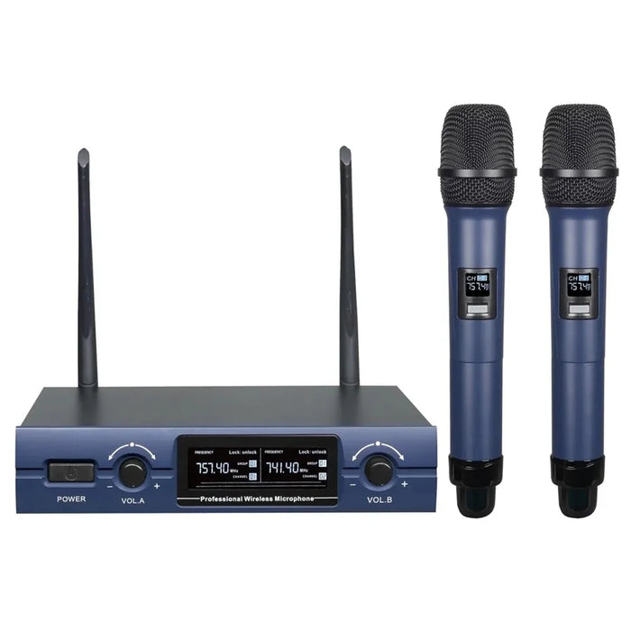 SV-322 VHF Wireless Microphone System Dual Handheld Dynamic Transmitter Mics Set for Karaoke, DJ Party - EU Plug - 1