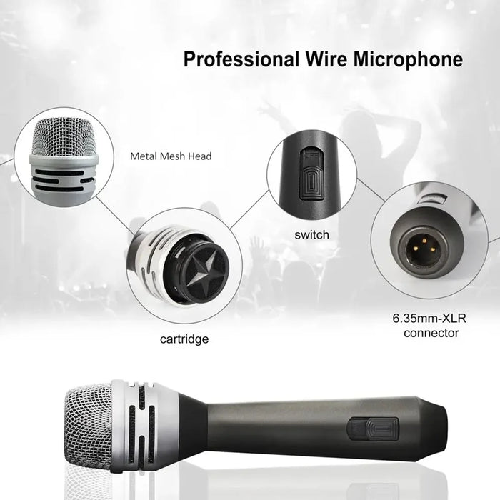F8 Handheld Wired Microphone Cardioid Dynamic Vocal Mic with 5m Cable for Speakers, Karaoke Singing Machine - 6