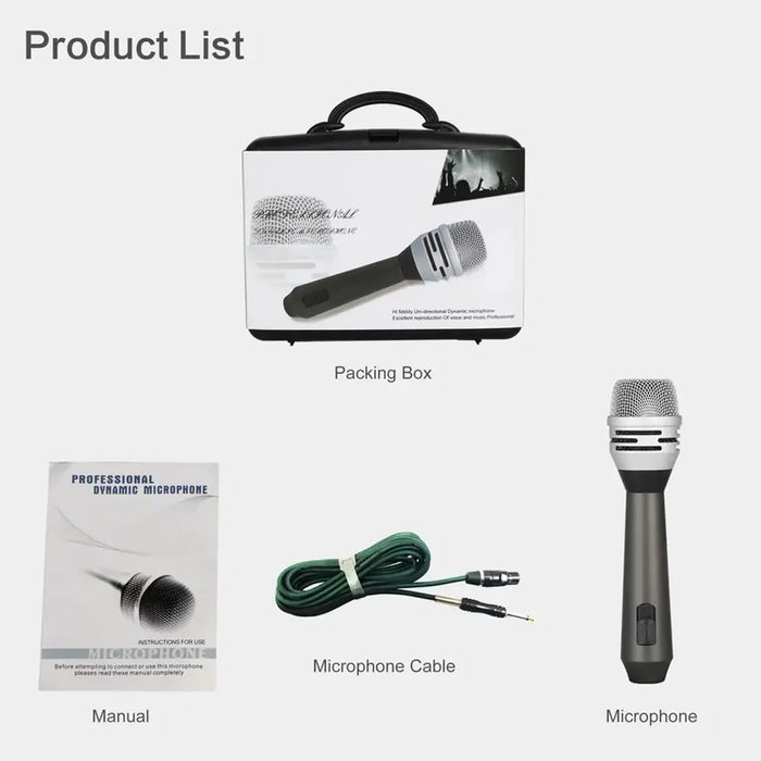 F8 Handheld Wired Microphone Cardioid Dynamic Vocal Mic with 5m Cable for Speakers, Karaoke Singing Machine - 7