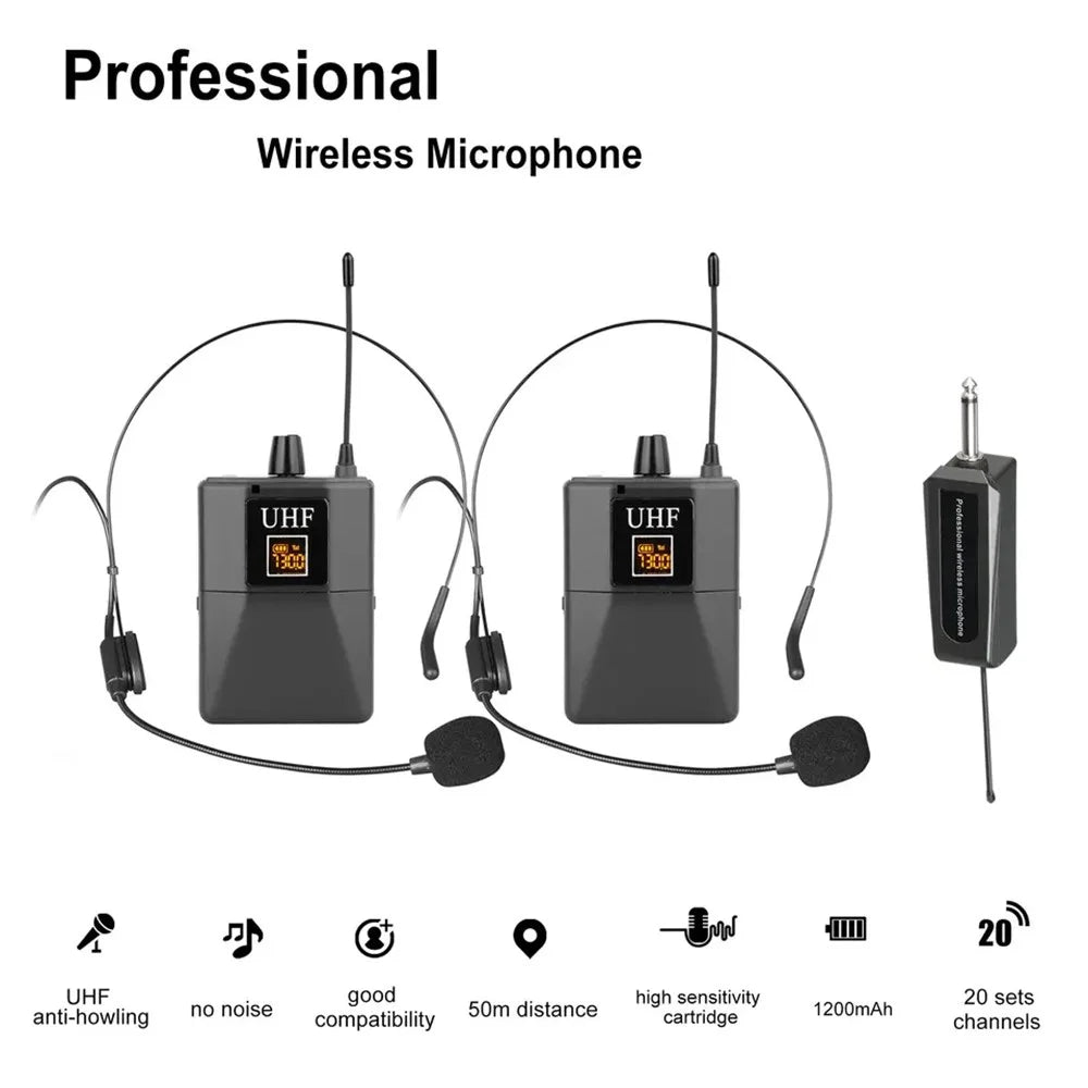 W-15C UHF Wireless Microphone Headset for Karaoke Speaker Potable Condenser Mic - 2