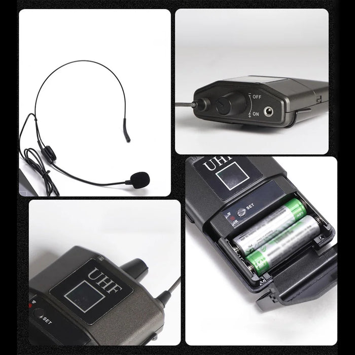 PRO-15C UHF Lavalier Wireless Microphone Headset 1 to 4 Potable Condenser Mic with Receiver - EU Plug - 5