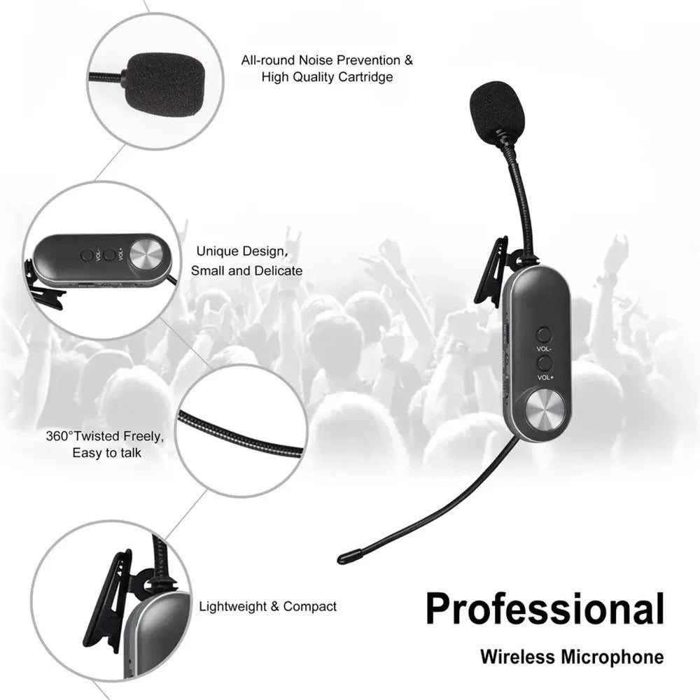 PRO-4C Wireless Lavalier Microphone Outdoor Portable 1 to 4 UHF Microphone Set with Receiver - 5