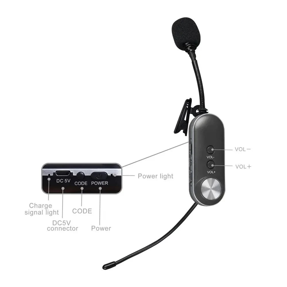 PRO-4C Wireless Lavalier Microphone Outdoor Portable 1 to 4 UHF Microphone Set with Receiver - 7